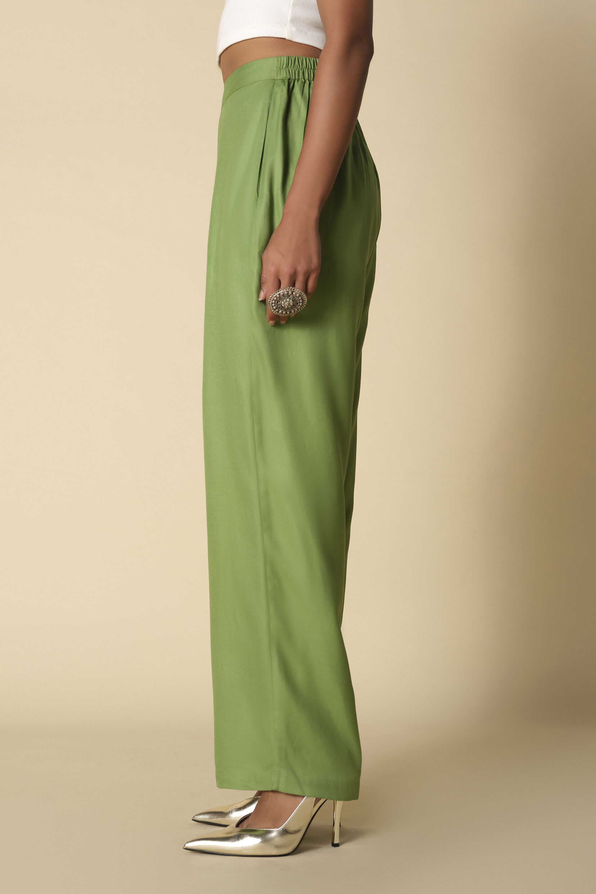 Straight Fit Sage Green Pants, Sage Green, image 4